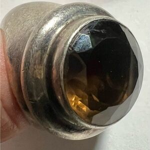 Heavy sterling silver Smoky Quartz Ring size 7